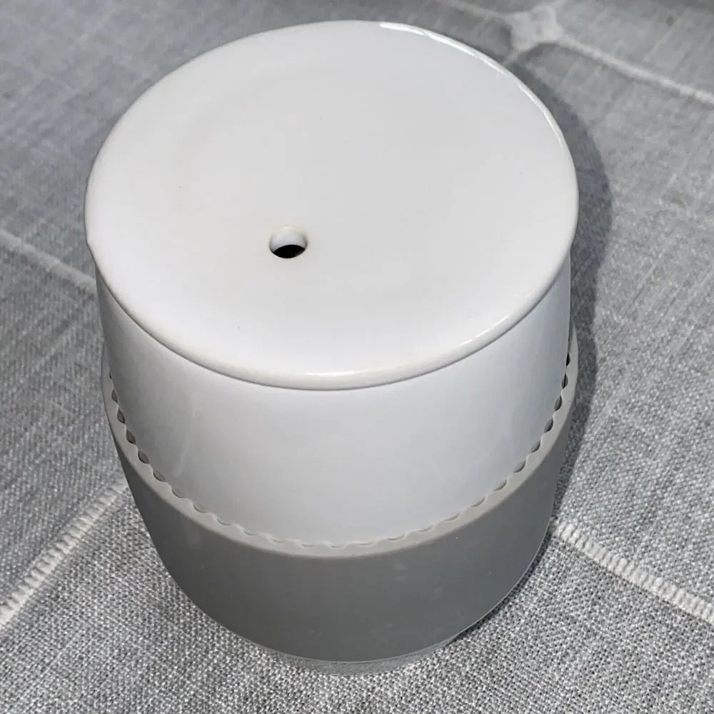 Pampered Chef Ceramic Egg Cooker #1529 White Gray Gripper Embossed PC